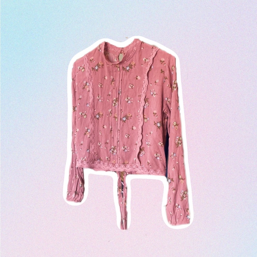Pink Floral Long Sleeve Shirt 💗